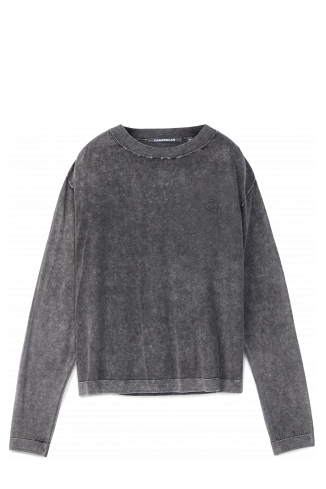 Side view of LIGHT KNIT CREWNECK BLACK