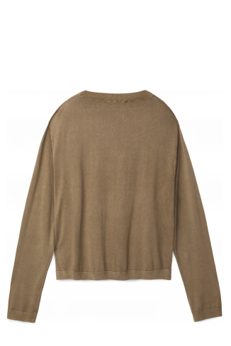 Side view of LIGHT KNIT CREWNECK BROWN
