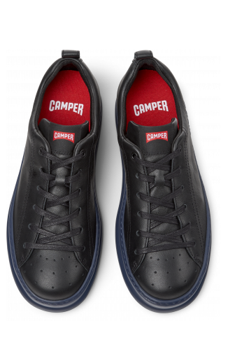 Overhead view of Runner Black Leather Men's Sneakers.