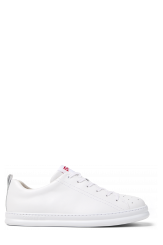 Side view of Runner White Leather Men's Sneakers.