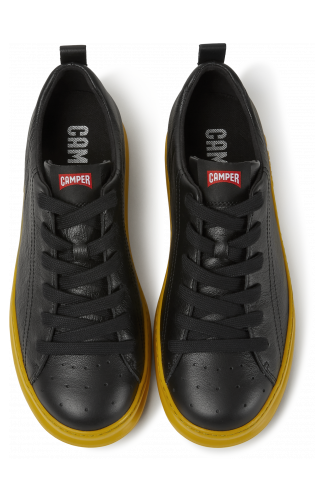 Overhead view of Runner Black leather sneakers