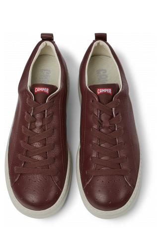Overhead view of Runner Burgundy leather sneakers