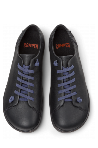 Overhead view of Peu Black Leather Men's Shoes.