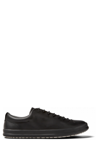 Side view of Chasis Black leather shoe for men