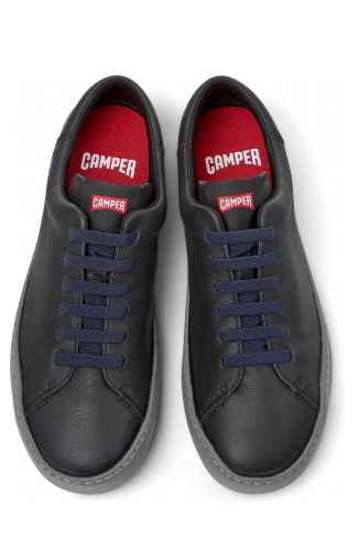 Overhead view of Peu Touring Black Leather Men's Sneakers.