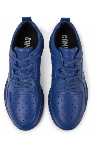 Overhead view of Drift Blue leather sneakers for men