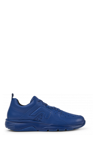 Side view of Drift Blue leather sneakers for men