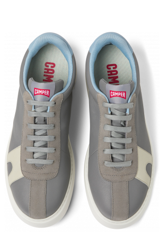 Overhead view of Runner K21 Gray leather and nubuck sneakers for men