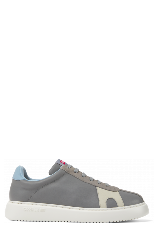 Side view of Runner K21 Gray leather and nubuck sneakers for men