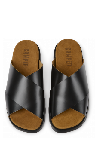 Overhead view of Brutus Sandal Black leather sandals for men