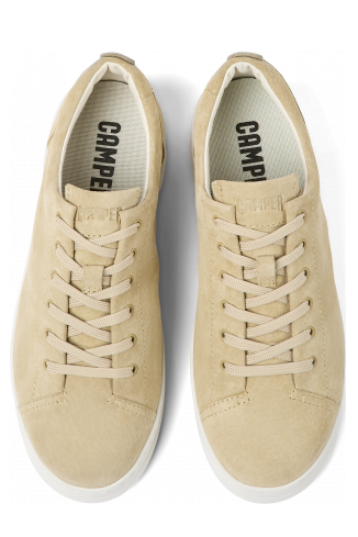 Overhead view of Runner Up Beige Nubuck Women's Sneakers.