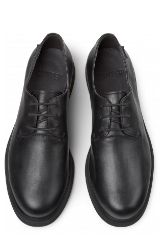 Overhead view of Iman Black Leather Women's Shoes.