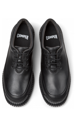 Overhead view of Pix Black Leather Women's Shoe.