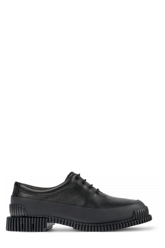 Side view of Pix Black Leather Women's Shoe.