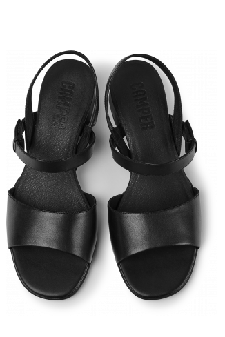 Overhead view of Katie Women’s black strappy sandal