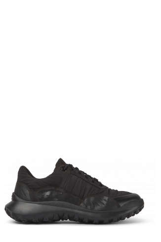 Side view of CRCLR Breathable women's black textile sneakers