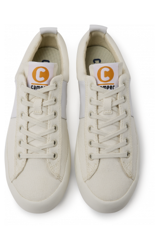Overhead view of Imar White leather sneakers for women