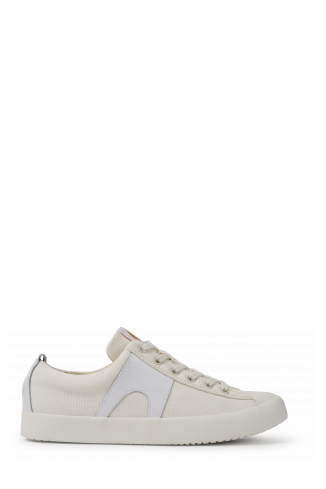 Side view of Imar White leather sneakers for women