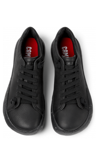 Overhead view of Peu Stadium Black leather sneakers for women