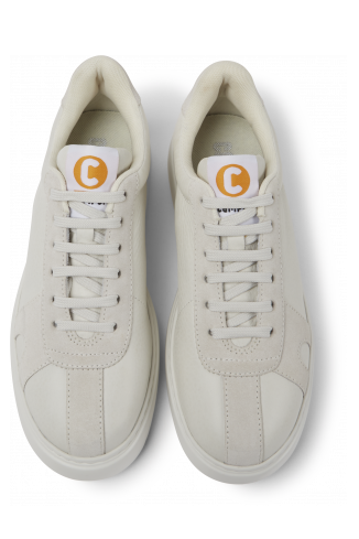 Overhead view of Runner K21 White non-dyed leather sneakers for women