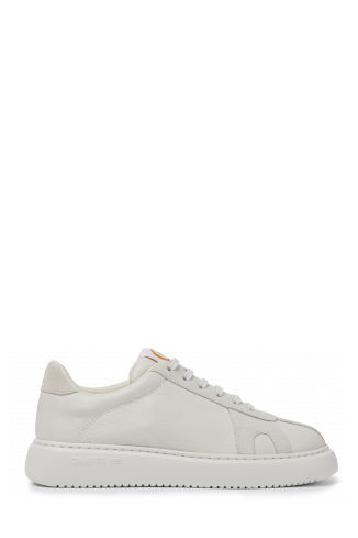 Side view of Runner K21 White non-dyed leather sneakers for women