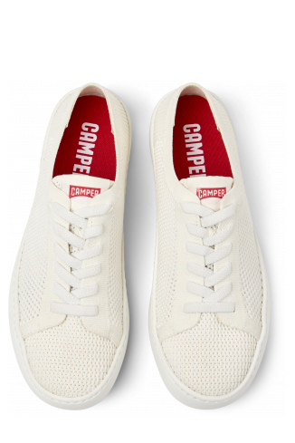 Overhead view of Peu Touring White Recycled PET Women's Sneakers.