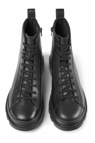 Overhead view of Brutus Black Leather Men's Mid Boots.