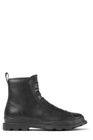 Side view of Brutus Black Leather Men's Mid Boots.