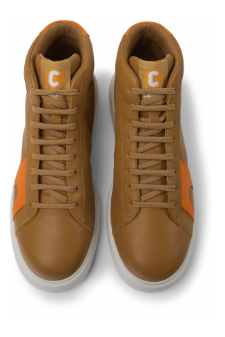Overhead view of Runner K21 Brown and orange leather sneakers
