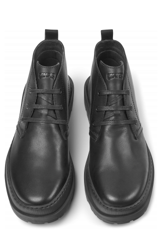 Overhead view of Brutus Trek Black leather ankle boots for men