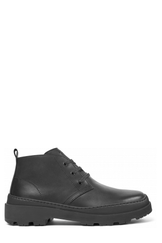 Side view of Brutus Trek Black leather ankle boots for men