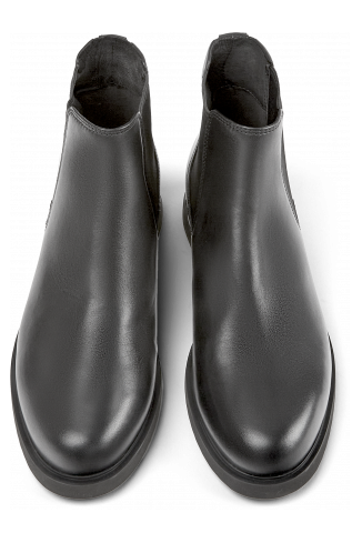 Overhead view of Iman Black leather chelsea boots for women
