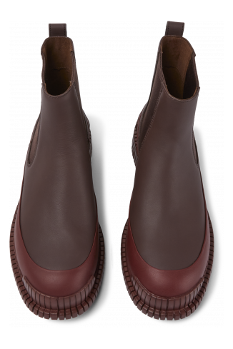 Overhead view of Pix Burgundy leather boots