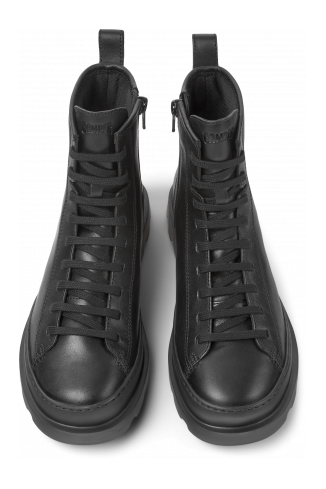 Overhead view of Brutus Black Leather Mid Boots for Women.