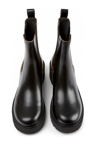 Overhead view of Milah Black leather boots for women