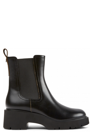 Side view of Milah Black leather boots for women