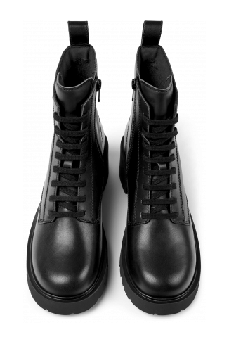 Overhead view of Milah Black lace-up boots for women