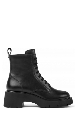 Side view of Milah Black lace-up boots for women