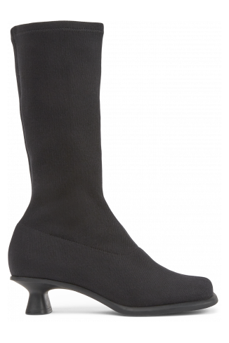 Side view of Dina Black TENCEL™ Lyocell high boots