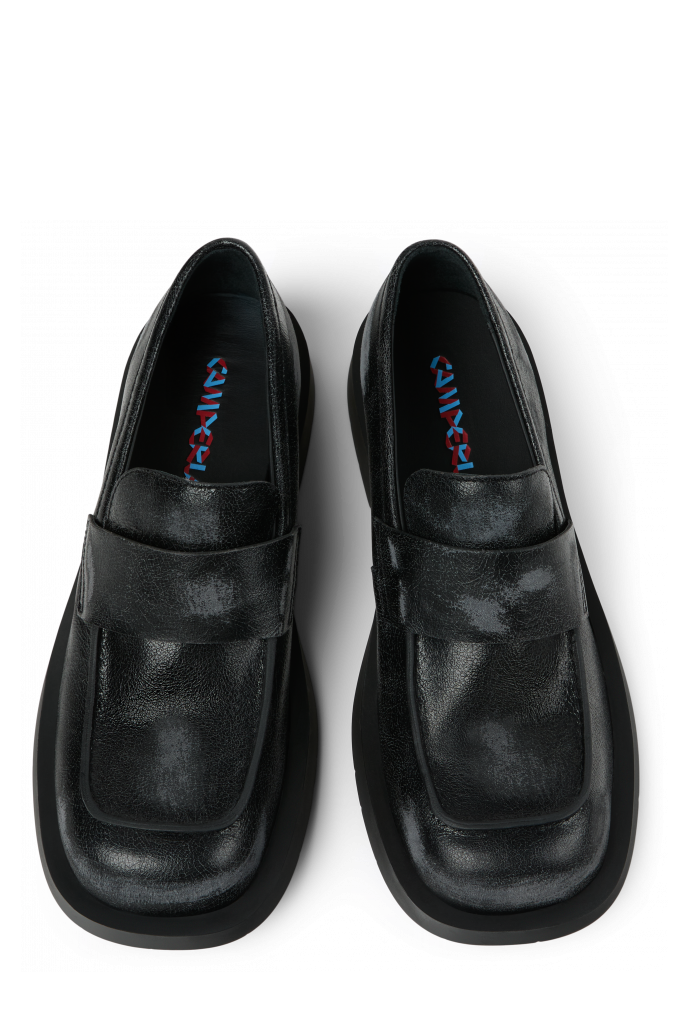 Overhead view of MIL 1978 Black Leather Loafers