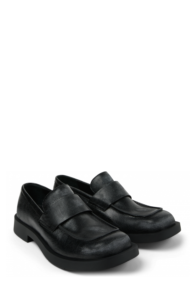 Front view of MIL 1978 Black Leather Loafers