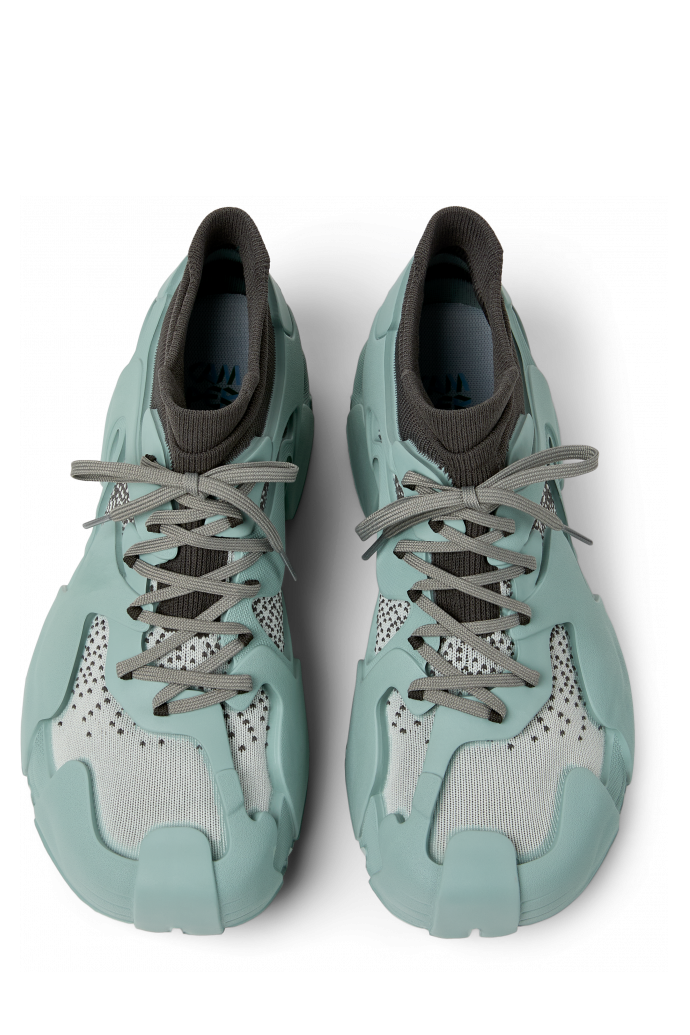 Overhead view of TOSSU Ice Blue-Gray Caged Sneakers
