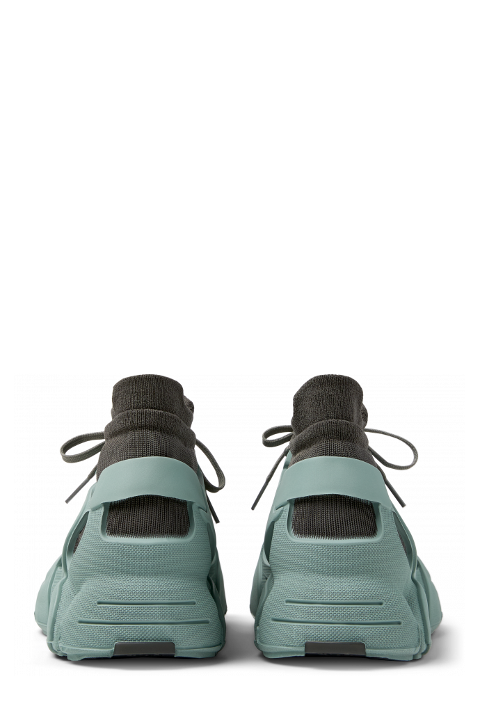 Back view of TOSSU Ice Blue-Gray Caged Sneakers