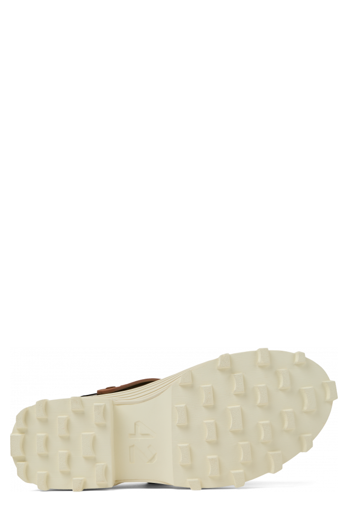 TRAKTORI Black-White-Brown Leather Clogs