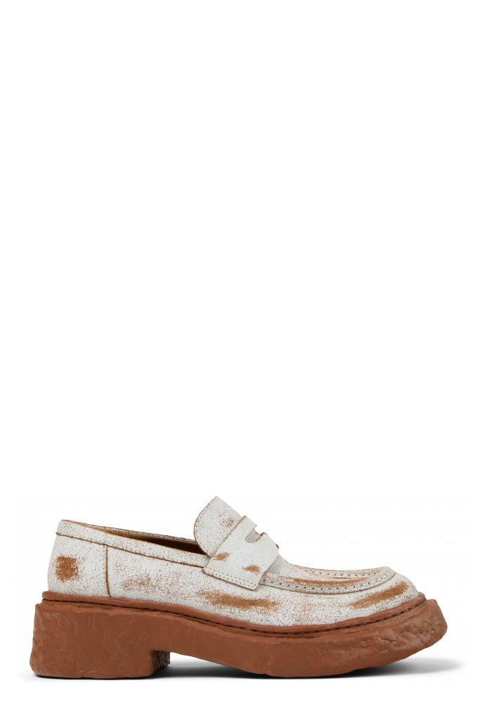 VAMONOS Mocassins en cuir craquelé blanc