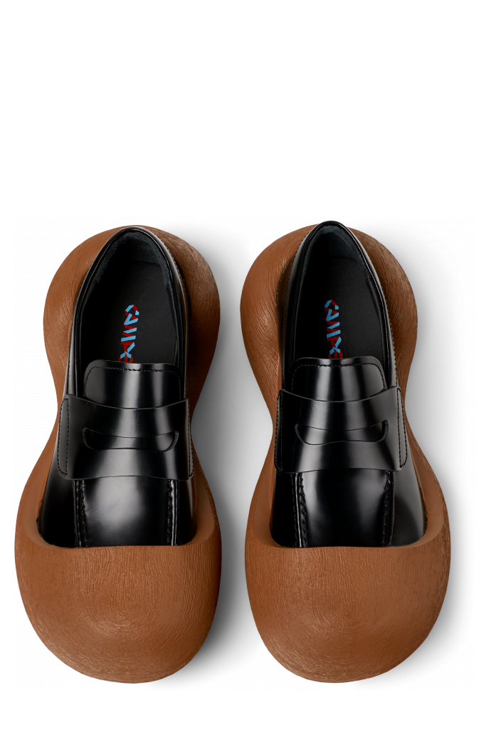 CARAMBA Zwart-bruine leren loafer
