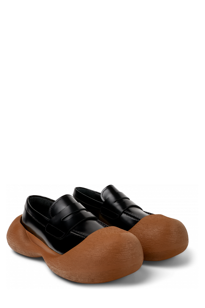 CARAMBA Zwart-bruine leren loafer