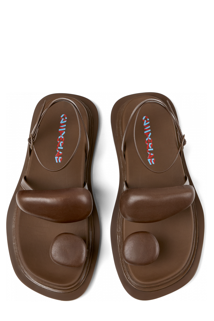 Overhead view of Nada Brown Leather Sandals