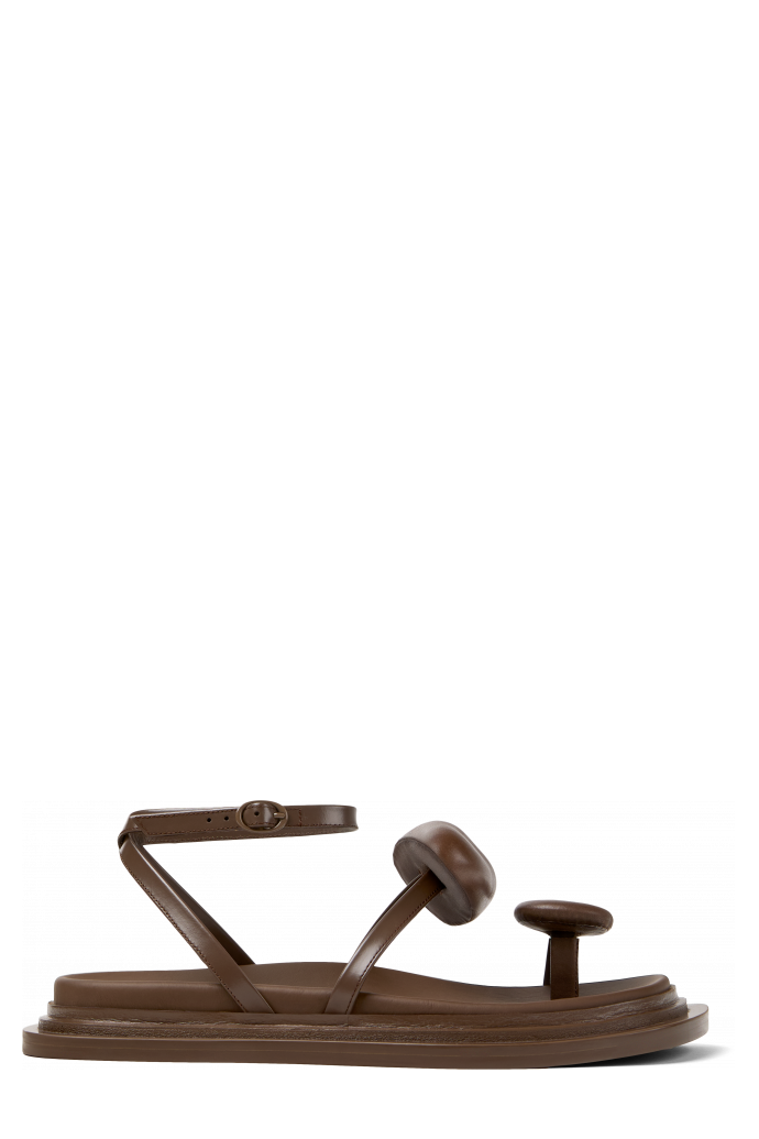 Side view of Nada Brown Leather Sandals