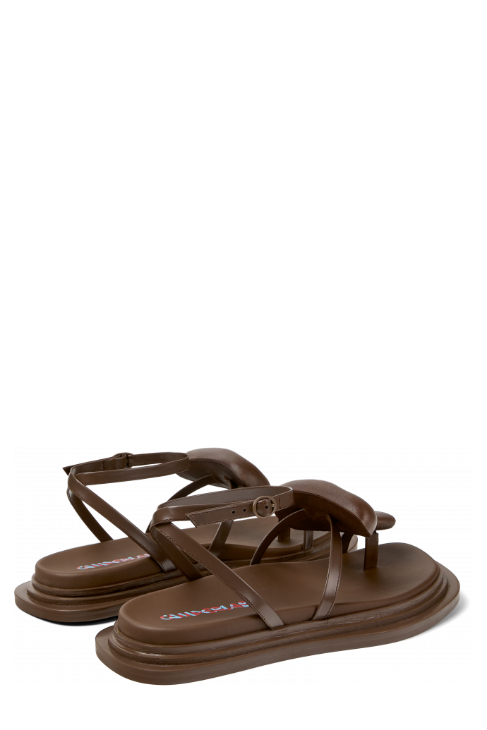 Back view of Nada Brown Leather Sandals